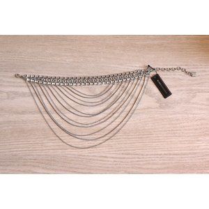 BCBG silver layered chain choker